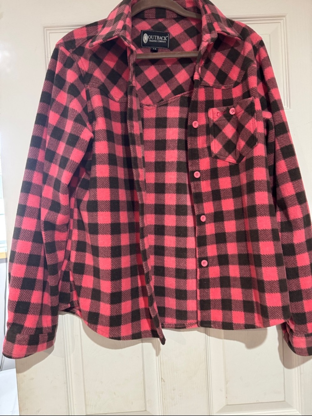 Outback Pink and Black Buffalo Plaid Button-Down Shirt